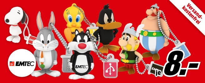 Lustige Emtec 8GB USB-Sticks nur 8,- Euro versandkostenfrei – z.B. Asterix und Tom & Jerry