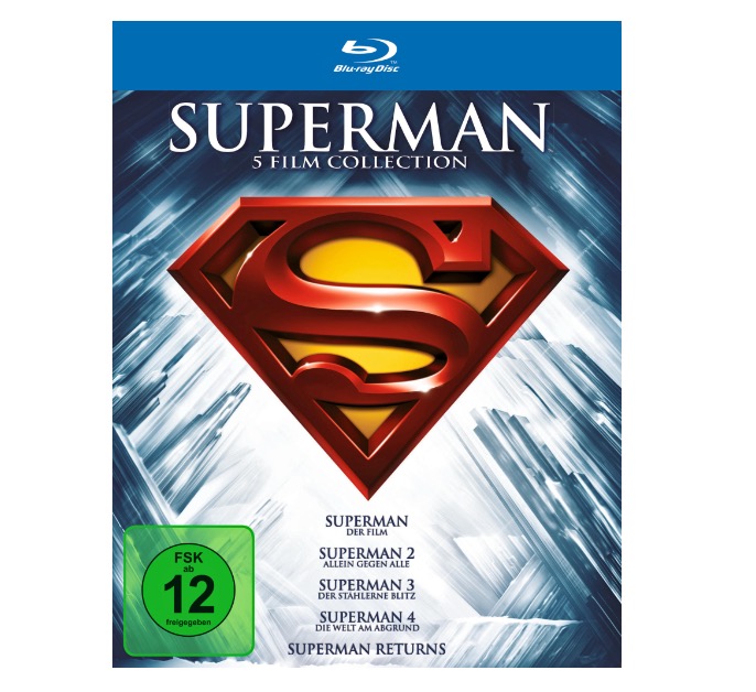 The Superman Collection 1-5 auf 5 Blu-raya nur 12,99 Euro inkl. Versand