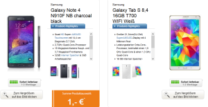 Top! Samsung Cashback Aktionen: Samsung Galaxy Note 4 + 8,4″ oder 10,5″ Samsung Galaxy Tab S inkl. Telekom Tarifen mit bis zu 200,- Euro Cashback