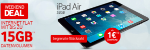 Apple iPad Air WiFi + Cellular space-gray, 32GB – refurbished – mit Vodafone Mobileinternet Flat 6 oder 15GB ab 1,- Euro!