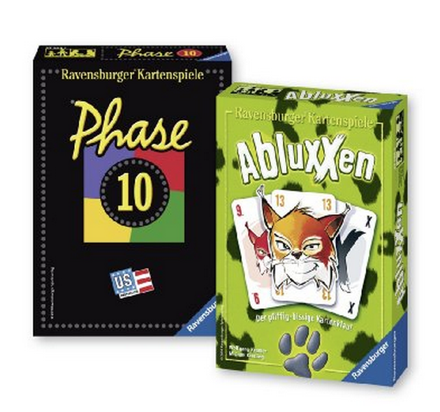 Noch verfügbar: Ravensburger 81883 – Klassiker und die Neuheit: Phase 10 und Abluxxen, Kartenspiel für nur 9,99 Euro beim Primeversand