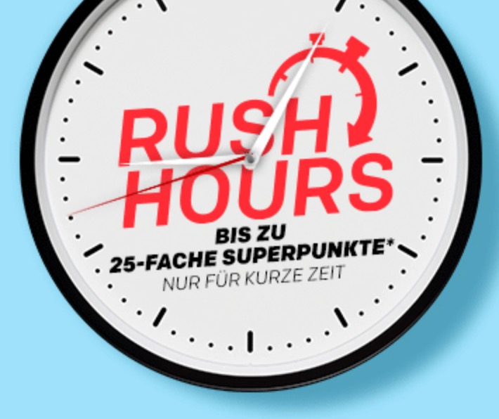 Nur bis 18 Uhr! Rakuten Rush Hour mit bis zu 25fach Superpunkten