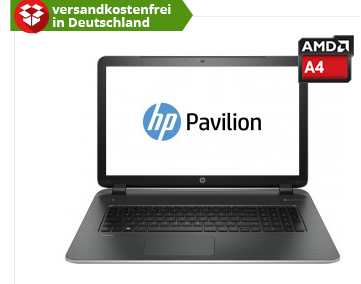 HP Pavilion 17-f152ng Notebook mit AMD Quad-Core Prozessor für nur 333,- Euro inkl. Versand