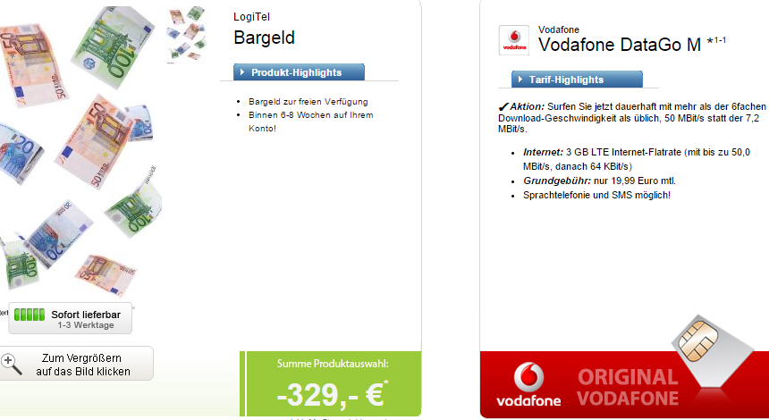 Vodafone LTE-Datenflat für junge Leute mit Auszahlung effektiv nur 4,99 Euro – Normalos 6,28 Euro
