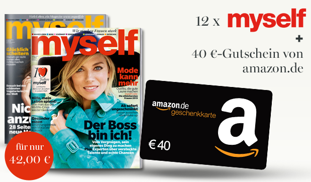 Jahresabo der Zeitschrift “myself” für effektiv nur 2,- Euro dank Amazongutschein