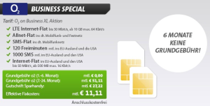 Für Businesskunden! O2 Allnet-Flat, SMS-Flat, 120 Minuten ins Ausland, 60 Tage im EU-Ausland surfen und fette 10GB Datenflat nur 17,85 Euro pro Monat!
