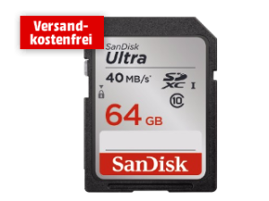 SANDISK SDXC Ultra 64GB, Class 10, UHS-I, 40MB/Sec für nur 20,- Euro bei Primeversand