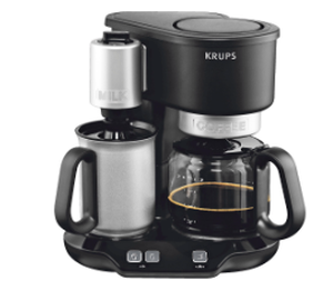 Krups KM3108 Cafe & Latte Kaf­fee­ma­schi­ne mit in­te­grier­tem Milch­auf­schäu­mer für nur 29,- Euro bei Media Markt!
