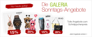 Die Galeria Kaufhof Sonntags-Angebote, kombinierbar mit 10,- Euro Gutscheincode oder dem 10% Newsletter Gutschein