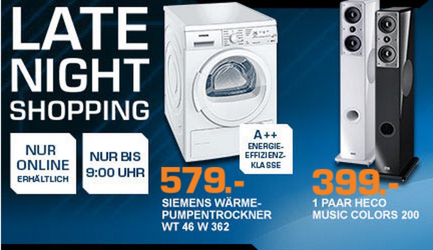 Top! Die Saturn Late Night Shopping Angebote am Mittwoch – z.B. Heco Standlautsprecher für nur 399,- Euro inkl. Versand