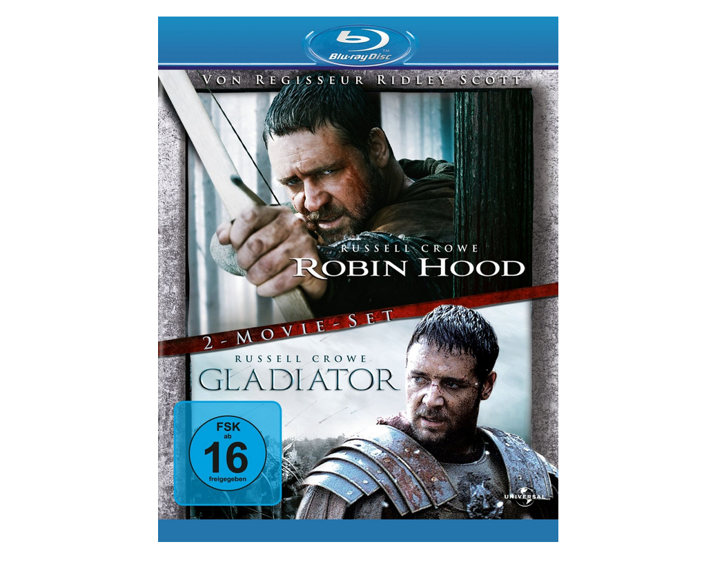 Doppel-Blu-ray! Robin Hood / Gladiator (Director’s Cut / Extended Edition, 2 Discs) [Blu-ray] nur 8,49 Euro für Prime Kunden
