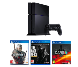 Sony Playstation 4 +The Witcher 3 + Project Cars + The Last Of Us Remastered & 3 Monate PS Plus für umgerechnet 387,92 Euro aus England!