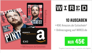 Jahresabo der Zeitschrift “WIRED” für effektiv nur 5,- Euro!