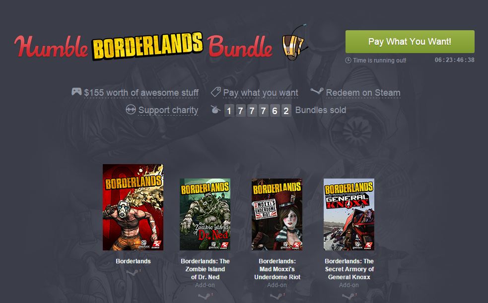 Humble Borderlands Bundle mit vielen Titeln und Addons aus der Borderlands Reihe