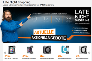 Die Saturn Late Night Shopping Angebote am Mittwoch – z.B. das Huawei Talkband B1 für nur 54,- Euro (Vergleichspreis: 79,94 Euro)