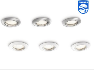 3er Set Philips Einbauspots mit GU10 Leuchtmitteln in weiss oder chrom für 20,90 Euro inkl. Versand bei iBood!