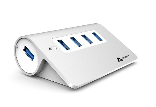 Aukey 4 Port USB 3.0 Hub ohne Netzteil, mobiler Aluminum Hub Apple Stil (4-Port) für nur 9,99 Euro inkl. Versand