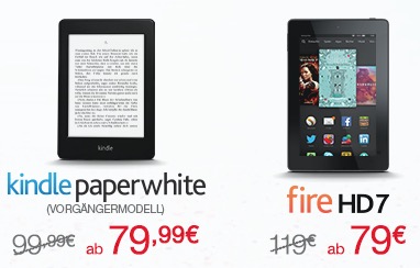 Knaller! Kindle Paperwhite oder Kindle Fire HD7 nur 79,- Euro inkl. Versand