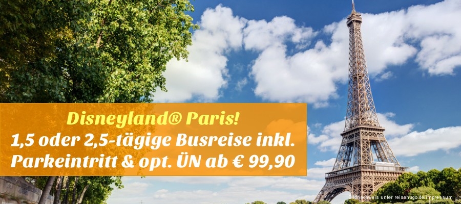 Disneyland Paris: 1,5 oder 2,5-tägige Busreise inkl. Parkeintritt & opt. Übernachtung ab 99,90 Euro