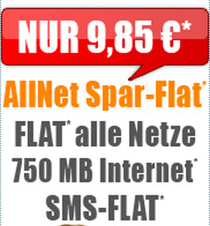 Top! Klarmobil Allnet-Flat im Vodafone Netz mit SMS- Flat und 750 MB Internet-Flat für 9,85 Euro im Monat bei Handybude!