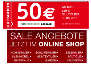 Super! Beim XXXL-Shop für mindestens 150,- Euro bestellen und mit Gutschein 50,- Euro Rabatt erhalten!