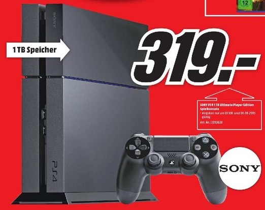 Kracher! Playstation 4 PS4 in der 1TB Ultimate Player Edition für sensationelle 319,20 Euro