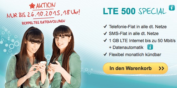 Bis 16. November: Hellomobil LTE 500 mit Allnet-, SMS- und 1GB Datenflat, monatlich kündbar nur 12,99 Euro