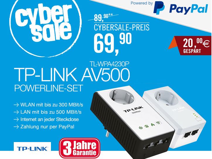 TP-LINK AV500 TL-WPA4230P KIT Powerline Kit für nur 69,90 Euro inkl. Versand