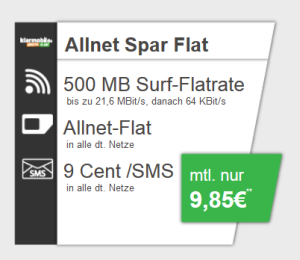 Klarmobil Allnet-Flat im D-Netz mit 500MB Internet-Flat für 9,85 Euro im Monat bei Logitel!