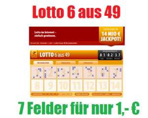 Nur bis 18:00 Uhr! 6 Mio. im Lotto Jackpot – jetzt noch schnell 7 Felder bei Tipp24 für nur 1,- Euro spielen!