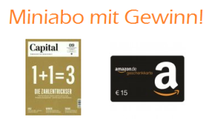30 Cent Gewinn! 3 Ausgaben der Zeitschrift “Capital” im Probeabo für 14,70 Euro und dazu einen 15,- Euro Amazon Gutschein geschenkt!