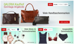 Die Galeria Kaufhof Sonntags-Angebote am 30. August – wie immer kombinierbar mit dem 10% Newsletter Gutschein!
