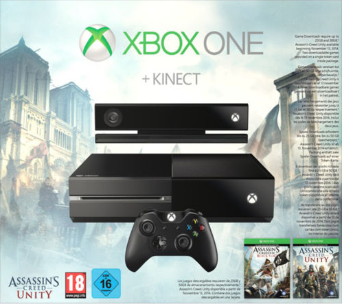 Xbox One Konsole 500GB inkl. Kinect und Assassin’s Creed Unity und Black Flag für nur 366,- Euro inkl. Versand
