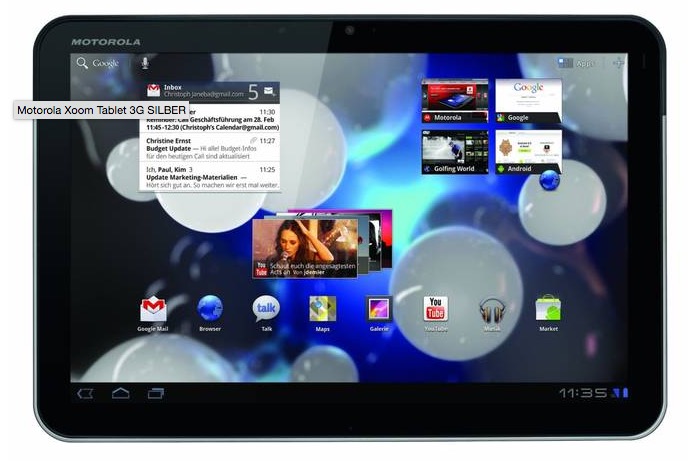 Motorola Xoom Tablet WiFi + 3G B-Ware in silber für nur 81,90 Euro inkl. Versand