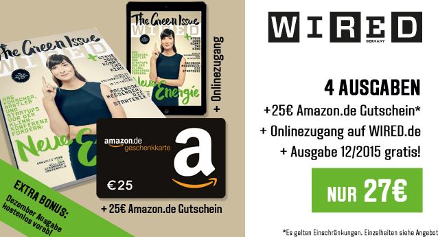 5 Ausgaben der Zeitschrift “WIRED” + Onlinezugang für effektiv nur 2,- Euro!