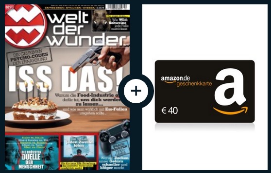 Nur 1 Woche bestellbar! Jahresabo “Welt der Wunder” Magazin nur 45,60 Euro – Prämie: 40,- Euro Amazon-Gutschein