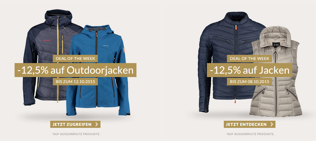 12,5% Rabatt auf Jacken und Outdoorjacken bei Engelhorn