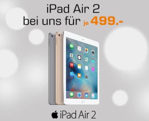 Apple iPad Air 2 64GB in silber, grau oder gold je 494,- Euro