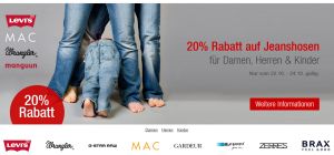 20% Rabatt auf Jeans und bis zu 15,- Euro Rabattgutschein bei Galeria-Kaufhof!