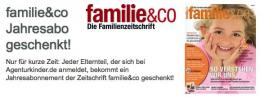 Gratis! Ein Jahresabo der Familienzeitschrift Familie&Co gratis abstauben