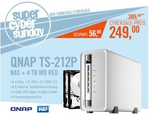 Nur heute: QNAP TS-212P NAS System mit. 2x 2TB WD NAS-Festplatten für 249,- Euro!