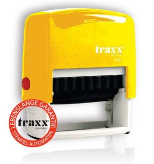 Wieder da! TRAXX Marken-Stempel 38 x 14mm/4-Zeilig in verschiedenen Farben für 3,99 Euro!