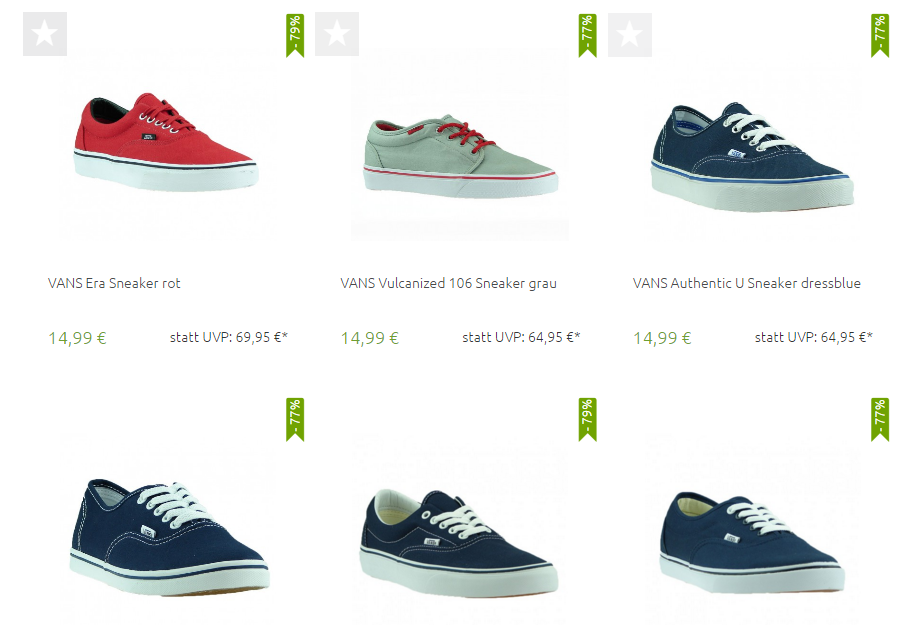 Viele verschiedene Vans Sneaker für nur 14,99 Euro inkl. Versand