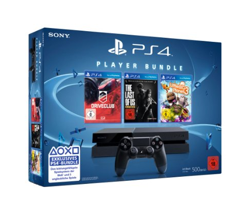 PlayStation 4 – Konsole (500GB) inkl. DriveClub, Little Big Planet 3 und The Last of Us: Remastered für nur 330,- Euro inkl. Versand