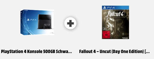 PS4 PlayStation 4 500GB in Weiss oder Schwarz (neue Revision) zusammen mit Fallout 4 Day One Edition zum Schnäppchenpreis