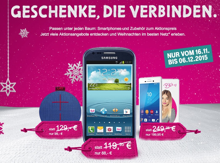 Telekom Weinachts-Special – z.B. das Samsung Galaxy S III mini für nur 88,- Euro