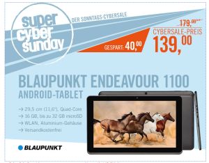 Schnell! Blaupunkt Endeavour 1100 Tablet mit 1,3 GHz Quadcore CPU, 16 GB Speicher und 11,6″ für 139,- Euro!