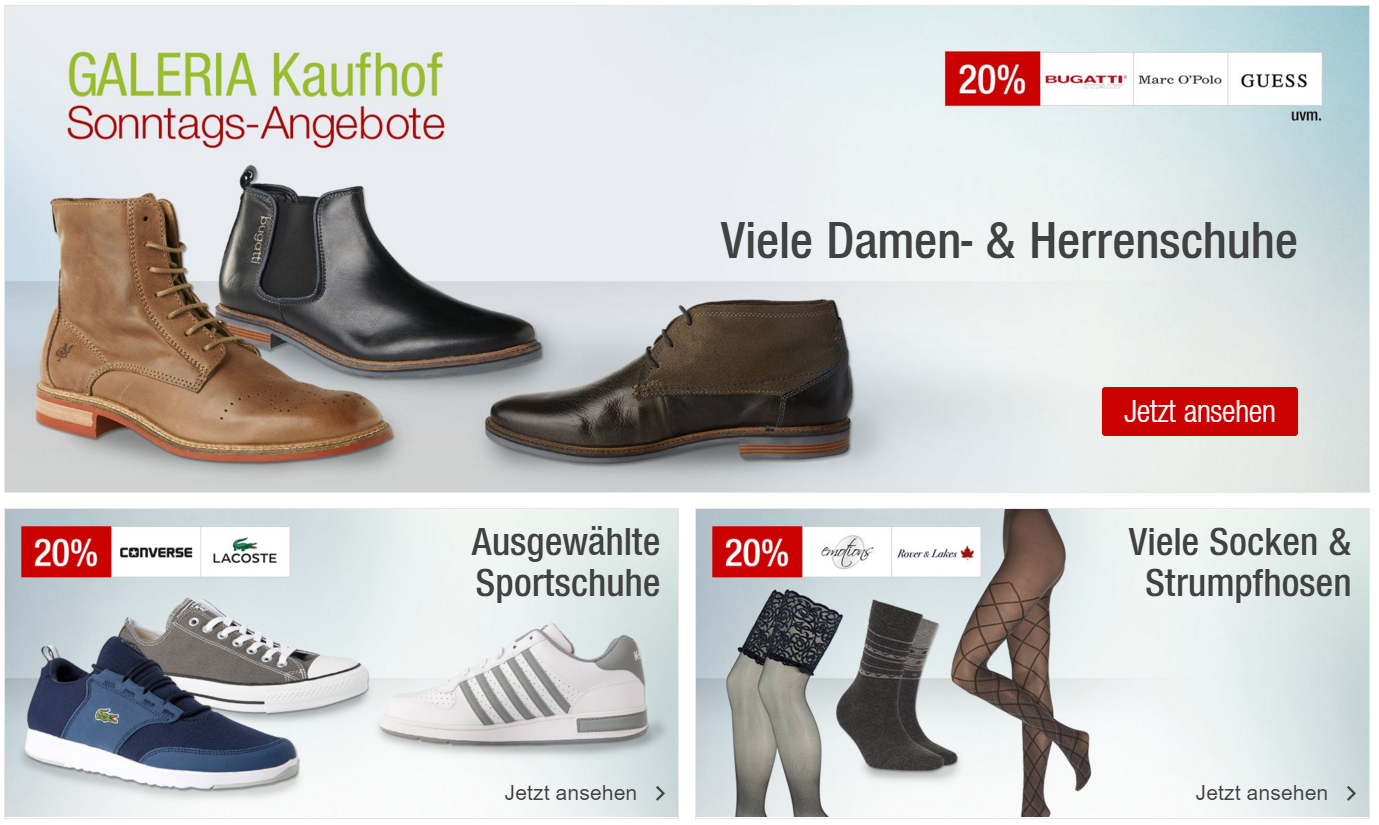 Die Galeria Kaufhof Sonntags-Angebote am 01. November – wie immer kombinierbar mit dem 10% Newsletter Gutschein!