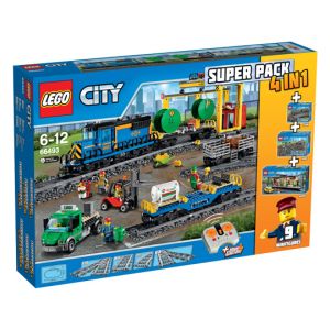 LEGO City 66493 Super-Pack 4 in 1 mit Güterzug, Bahnhof und Schienen für 179,- Euro!