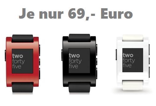Top! PEBBLE Smart Watch in schwarz, weiß oder rot für 69,- Euro!